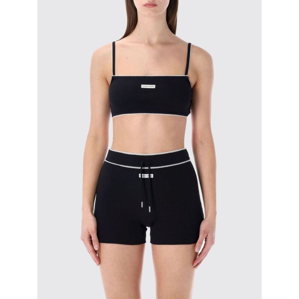Marine Serre Women Cotton Crop Top With Logo Marine Serre